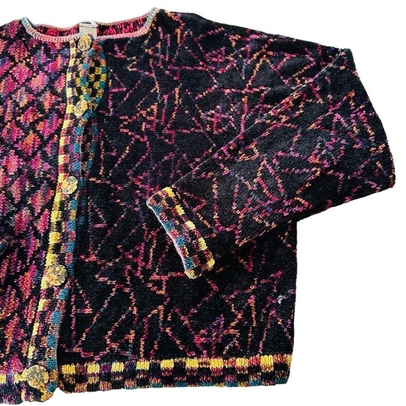 VINTAGE ROBIN ORIGINAL ROBIN BERGMAN HANDLOOM CHENILLE CARDIGAN M/L - Picture 5 of 15